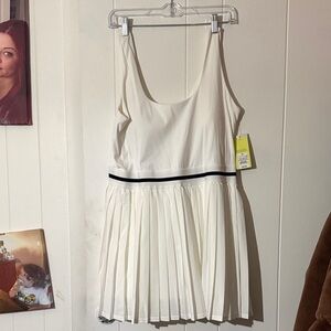 All in Motion White Pleated Dress